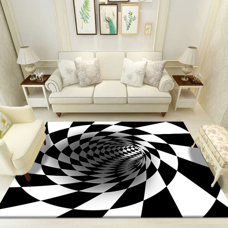 Multi Color Unique Rug Polyster 3D Checker Area Carpet Easy Care Pet Friendly Indoor Rug for Living Room Gloss White Clearhalo 'Area Rug' 'Rug' 2225773