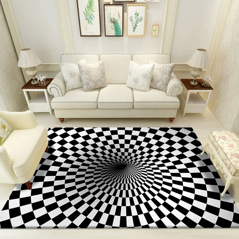 Multi Color Unique Rug Polyster 3D Checker Area Carpet Easy Care Pet Friendly Indoor Rug for Living Room Textured White Clearhalo 'Area Rug' 'Rug' 2225774