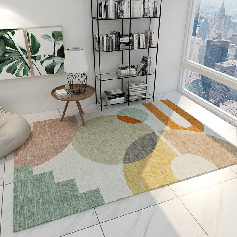 Multicolor Geometric Print Rug Synthetics Minimalist Area Carpet Easy Care Stain-Resistant Indoor Rug for Parlor Light Green Clearhalo 'Area Rug' 'Modern' 'Rugs' Rug' 2225795