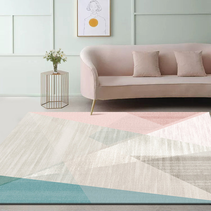 Western Bedroom Rug Multi Colored Geometric Print Carpet Cotton Blend Pet Friendly Easy Care Rug Light Pink Clearhalo 'Area Rug' 'Modern' 'Rugs' Rug' 2225810