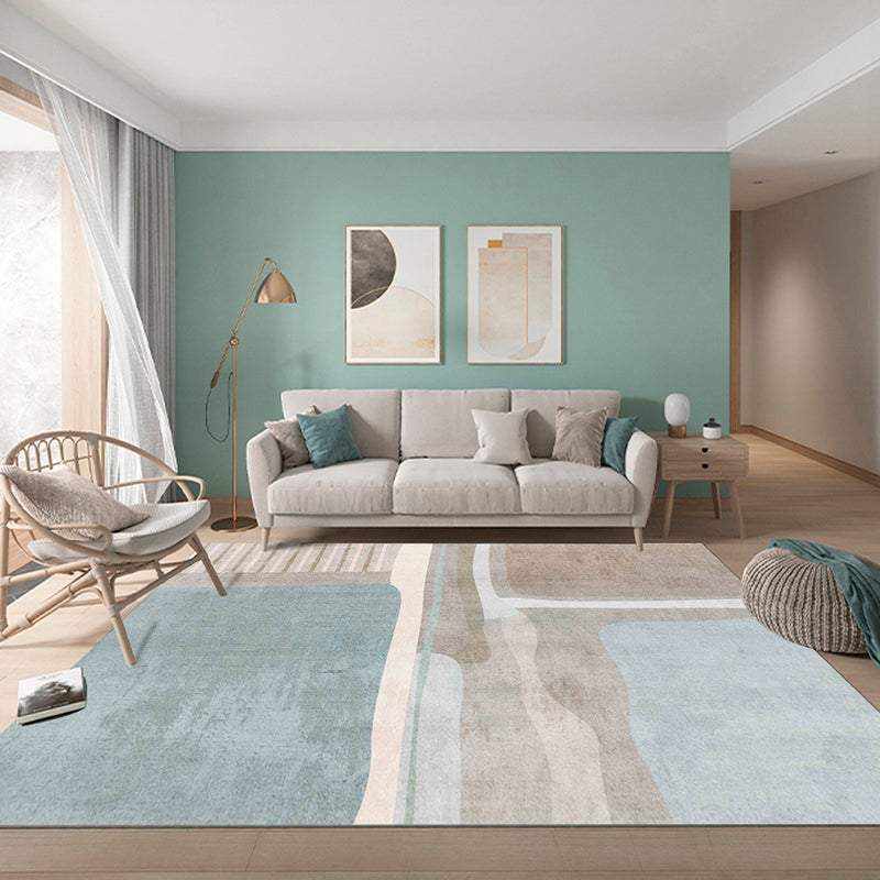 Western Bedroom Rug Multi Colored Geometric Print Carpet Cotton Blend Pet Friendly Easy Care Rug Light Blue Clearhalo 'Area Rug' 'Modern' 'Rugs' Rug' 2225812
