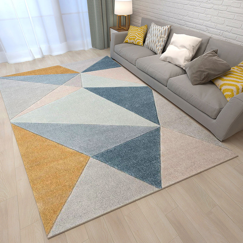 Western Bedroom Rug Multi Colored Geometric Print Carpet Cotton Blend Pet Friendly Easy Care Rug Blue-Yellow Clearhalo 'Area Rug' 'Modern' 'Rugs' Rug' 2225814