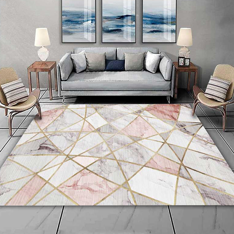 Western Bedroom Rug Multi Colored Geometric Print Carpet Cotton Blend Pet Friendly Easy Care Rug Pink-White Clearhalo 'Area Rug' 'Modern' 'Rugs' Rug' 2225820