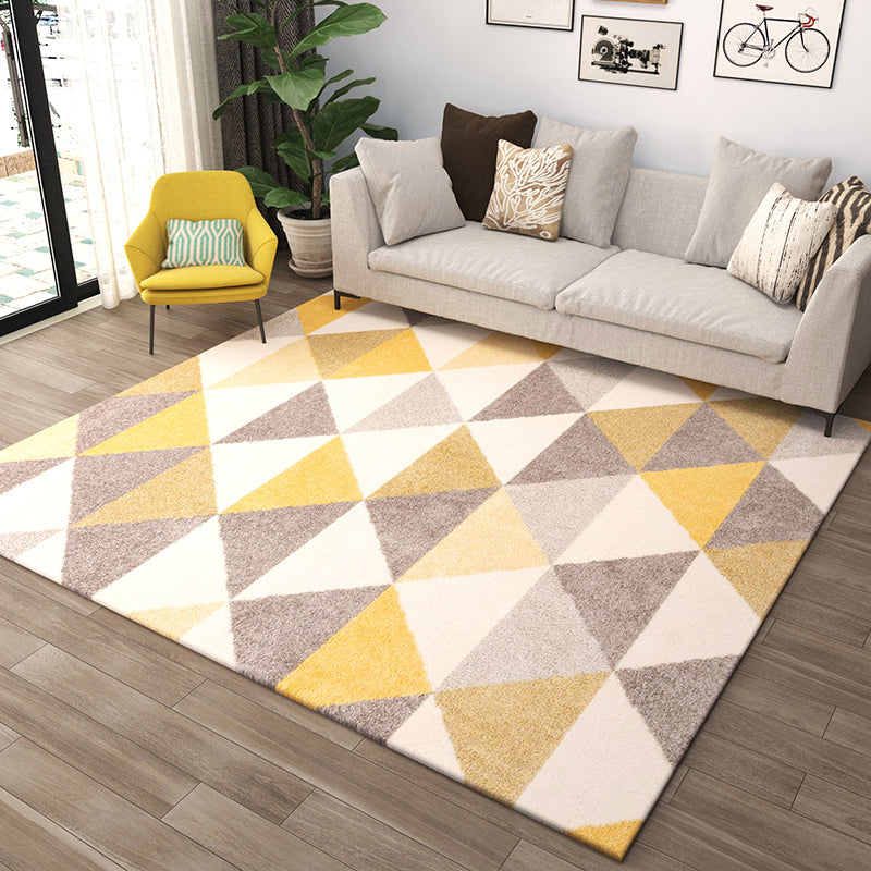 Western Bedroom Rug Multi Colored Geometric Print Carpet Cotton Blend Pet Friendly Easy Care Rug Yellow Clearhalo 'Area Rug' 'Modern' 'Rugs' Rug' 2225827