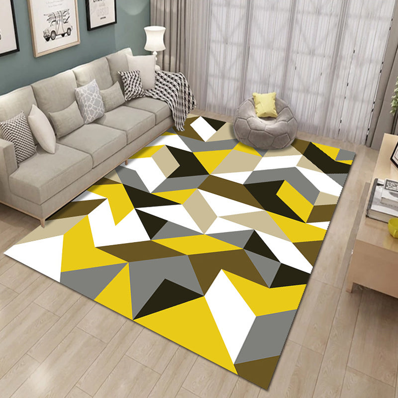 Multi Color Natural Rug Polyster Geo Printed Area Rug Pet Friendly Stain-Resistant Carpet for Home Decoration Yellow Clearhalo 'Area Rug' 'Modern' 'Rugs' Rug' 2225837