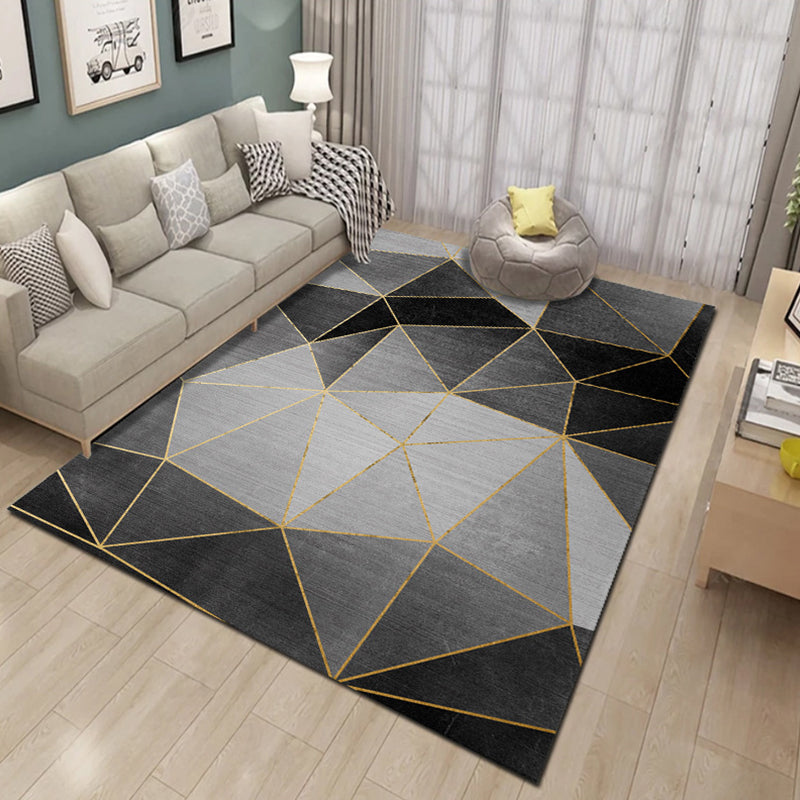 Multi Color Natural Rug Polyster Geo Printed Area Rug Pet Friendly Stain-Resistant Carpet for Home Decoration Dark Gray Clearhalo 'Area Rug' 'Modern' 'Rugs' Rug' 2225847