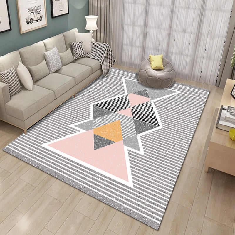 Multi Color Natural Rug Polyster Geo Printed Area Rug Pet Friendly Stain-Resistant Carpet for Home Decoration Pink Clearhalo 'Area Rug' 'Modern' 'Rugs' Rug' 2225849