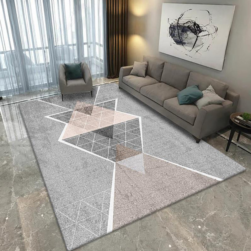 Multi Color Natural Rug Polyster Geo Printed Area Rug Pet Friendly Stain-Resistant Carpet for Home Decoration Light Gray Clearhalo 'Area Rug' 'Modern' 'Rugs' Rug' 2225866