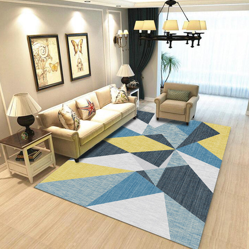 Contemporary Living Room Rug Multi-Colored Geo Patterned Carpet Synthetics Pet Friendly Machine Washable Rug Clearhalo 'Area Rug' 'Modern' 'Rugs' Rug' 2225871