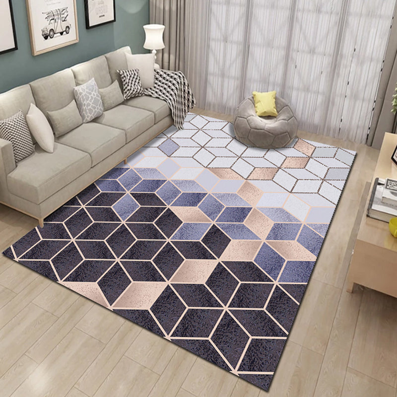 Contemporary Living Room Rug Multi-Colored Geo Patterned Carpet Synthetics Pet Friendly Machine Washable Rug Purple Clearhalo 'Area Rug' 'Modern' 'Rugs' Rug' 2225874