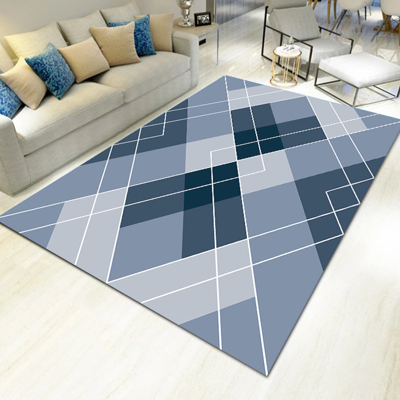 Contemporary Living Room Rug Multi-Colored Geo Patterned Carpet Synthetics Pet Friendly Machine Washable Rug Blue Clearhalo 'Area Rug' 'Modern' 'Rugs' Rug' 2225875