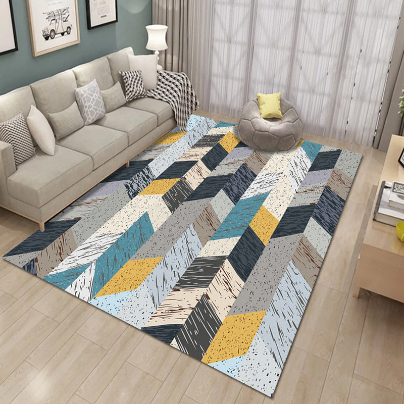 Contemporary Living Room Rug Multi-Colored Geo Patterned Carpet Synthetics Pet Friendly Machine Washable Rug Yellow Clearhalo 'Area Rug' 'Modern' 'Rugs' Rug' 2225877