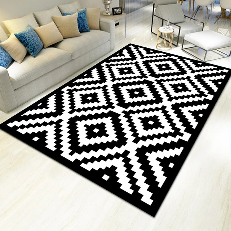 Contemporary Living Room Rug Multi-Colored Geo Patterned Carpet Synthetics Pet Friendly Machine Washable Rug Clearhalo 'Area Rug' 'Modern' 'Rugs' Rug' 2225878