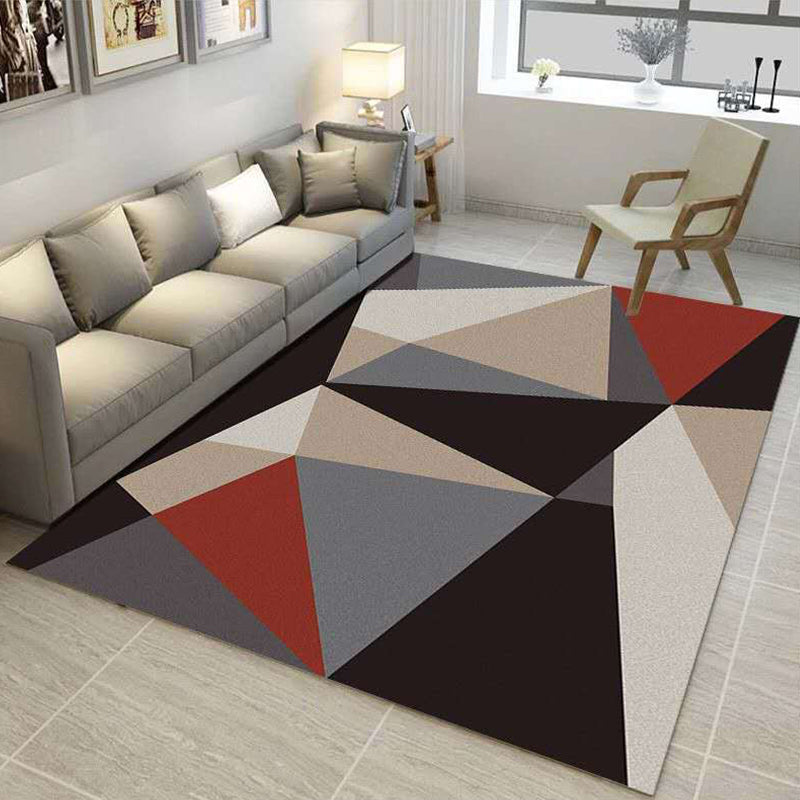Contemporary Living Room Rug Multi-Colored Geo Patterned Carpet Synthetics Pet Friendly Machine Washable Rug Clearhalo 'Area Rug' 'Modern' 'Rugs' Rug' 2225887