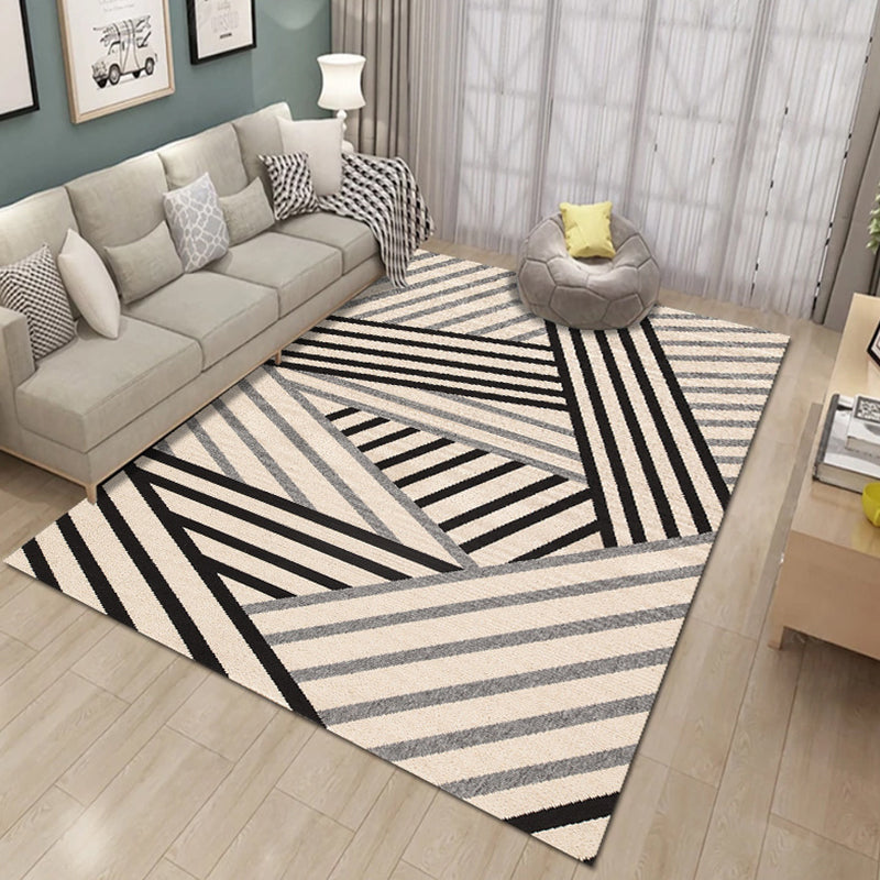 Contemporary Living Room Rug Multi-Colored Geo Patterned Carpet Synthetics Pet Friendly Machine Washable Rug Dark Beige Clearhalo 'Area Rug' 'Modern' 'Rugs' Rug' 2225888