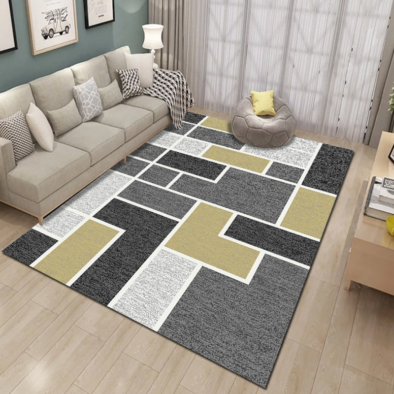 Contemporary Living Room Rug Multi-Colored Geo Patterned Carpet Synthetics Pet Friendly Machine Washable Rug Clearhalo 'Area Rug' 'Modern' 'Rugs' Rug' 2225893