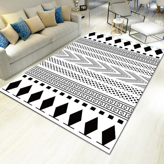 Contemporary Living Room Rug Multi-Colored Geo Patterned Carpet Synthetics Pet Friendly Machine Washable Rug Clearhalo 'Area Rug' 'Modern' 'Rugs' Rug' 2225894