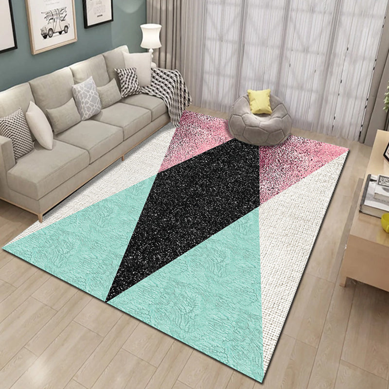 Contemporary Living Room Rug Multi-Colored Geo Patterned Carpet Synthetics Pet Friendly Machine Washable Rug Black Clearhalo 'Area Rug' 'Modern' 'Rugs' Rug' 2225896