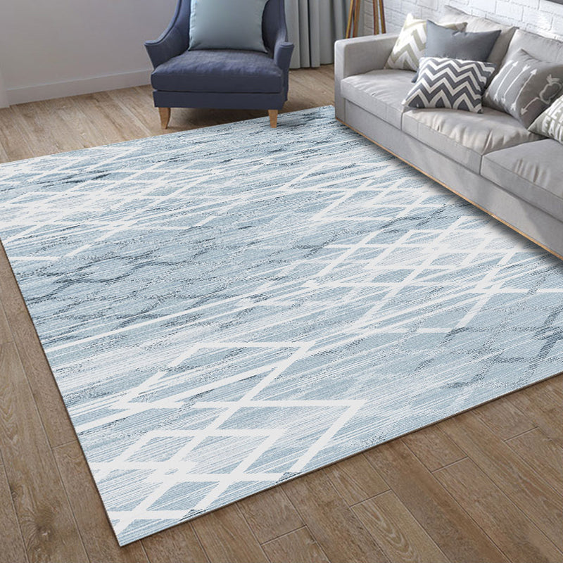 Classic Geo Print Rug Multi Colored Polyster Area Rug Anti-Slip Backing Pet Friendly Washable Carpet for Parlor Light Blue Clearhalo 'Area Rug' 'Modern' 'Rugs' Rug' 2225967