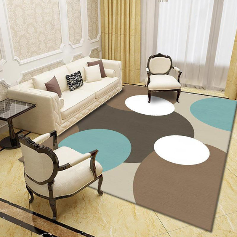 Modern Living Room Rug Multi Colored Geo Print Carpet Polypropylene Anti-Slip Pet Friendly Indoor Rug Dark Brown Clearhalo 'Area Rug' 'Modern' 'Rugs' Rug' 2226023