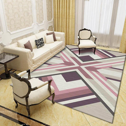 Modern Living Room Rug Multi Colored Geo Print Carpet Polypropylene Anti-Slip Pet Friendly Indoor Rug Pink Clearhalo 'Area Rug' 'Modern' 'Rugs' Rug' 2226026