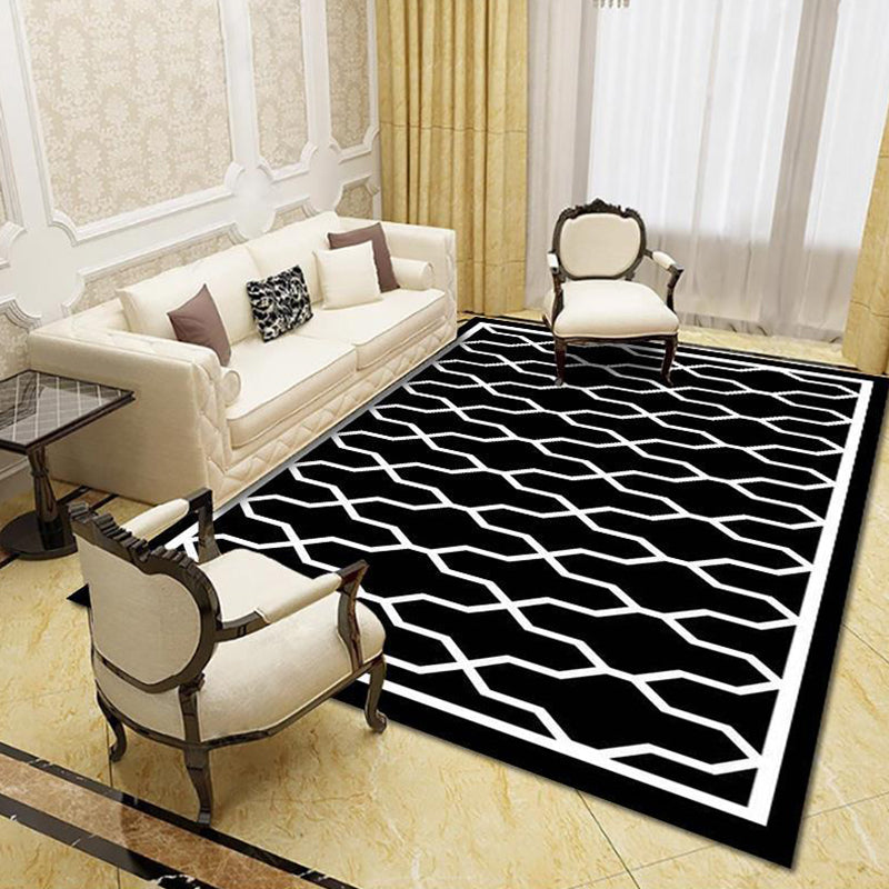 Modern Living Room Rug Multi Colored Geo Print Carpet Polypropylene Anti-Slip Pet Friendly Indoor Rug Black-White Clearhalo 'Area Rug' 'Modern' 'Rugs' Rug' 2226037