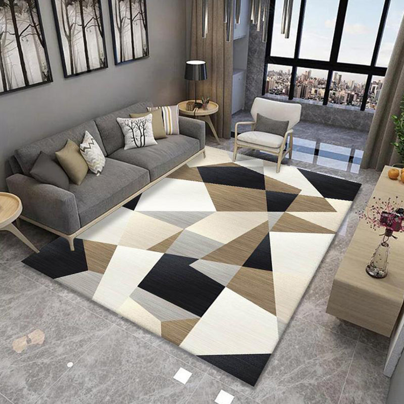 Multi-Colored Minimalist Rug Synthetics Geo Patterned Carpet Non-Slip Washable Indoor Rug for Parlor Dark Coffee Clearhalo 'Area Rug' 'Modern' 'Rugs' Rug' 2226056