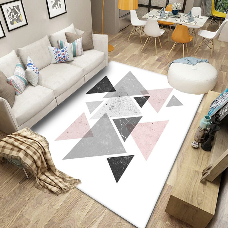Multicolored Nordic Rug Polyster Geometric Printed Carpet Washable Anti-Slip Backing Area Rug for Decoration Pink Clearhalo 'Area Rug' 'Modern' 'Rugs' Rug' 2226123
