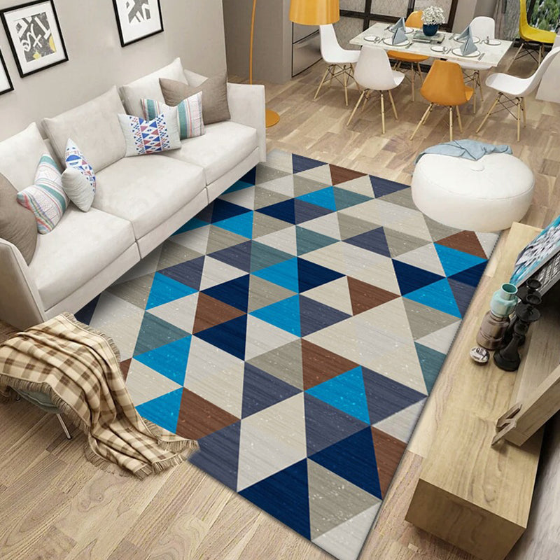 Multicolored Nordic Rug Polyster Geometric Printed Carpet Washable Anti-Slip Backing Area Rug for Decoration Royal Blue Clearhalo 'Area Rug' 'Modern' 'Rugs' Rug' 2226127