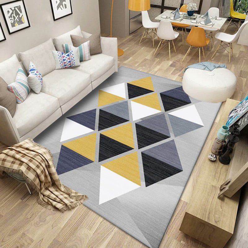 Multicolored Nordic Rug Polyster Geometric Printed Carpet Washable Anti-Slip Backing Area Rug for Decoration Black Clearhalo 'Area Rug' 'Modern' 'Rugs' Rug' 2226133