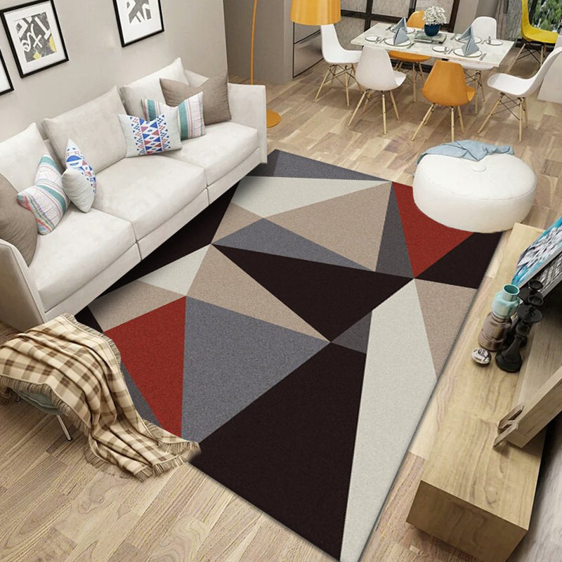 Multicolored Nordic Rug Polyster Geometric Printed Carpet Washable Anti-Slip Backing Area Rug for Decoration Red Clearhalo 'Area Rug' 'Modern' 'Rugs' Rug' 2226134