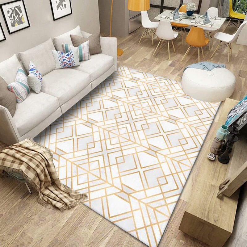 Multicolored Nordic Rug Polyster Geometric Printed Carpet Washable Anti-Slip Backing Area Rug for Decoration White-Yellow Clearhalo 'Area Rug' 'Modern' 'Rugs' Rug' 2226149