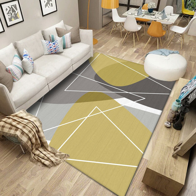 Multicolored Nordic Rug Polyster Geometric Printed Carpet Washable Anti-Slip Backing Area Rug for Decoration Yellow-White Clearhalo 'Area Rug' 'Modern' 'Rugs' Rug' 2226155