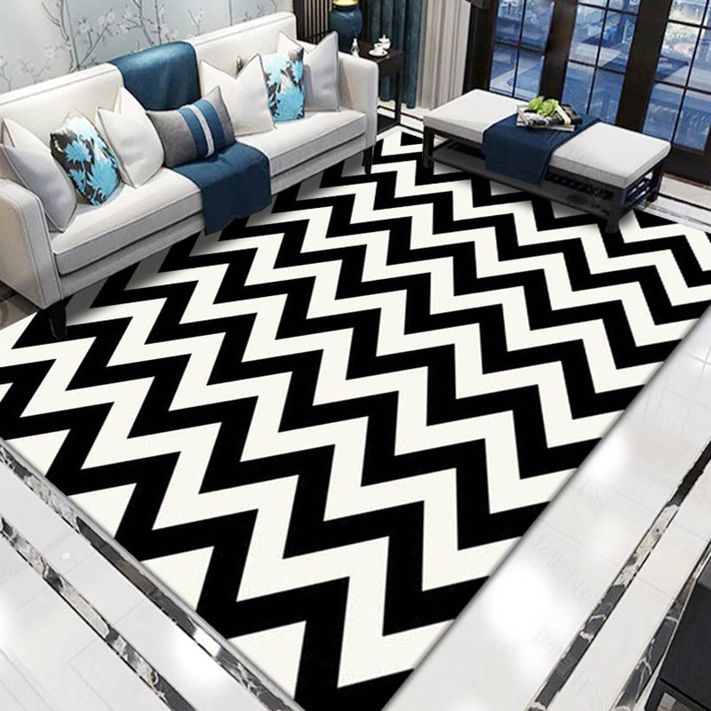 Contemporary Living Room Rug Multicolor Geo Printed Area Rug Polyster Pet Friendly Easy Care Carpet White-Black Clearhalo 'Area Rug' 'Modern' 'Rugs' Rug' 2226164