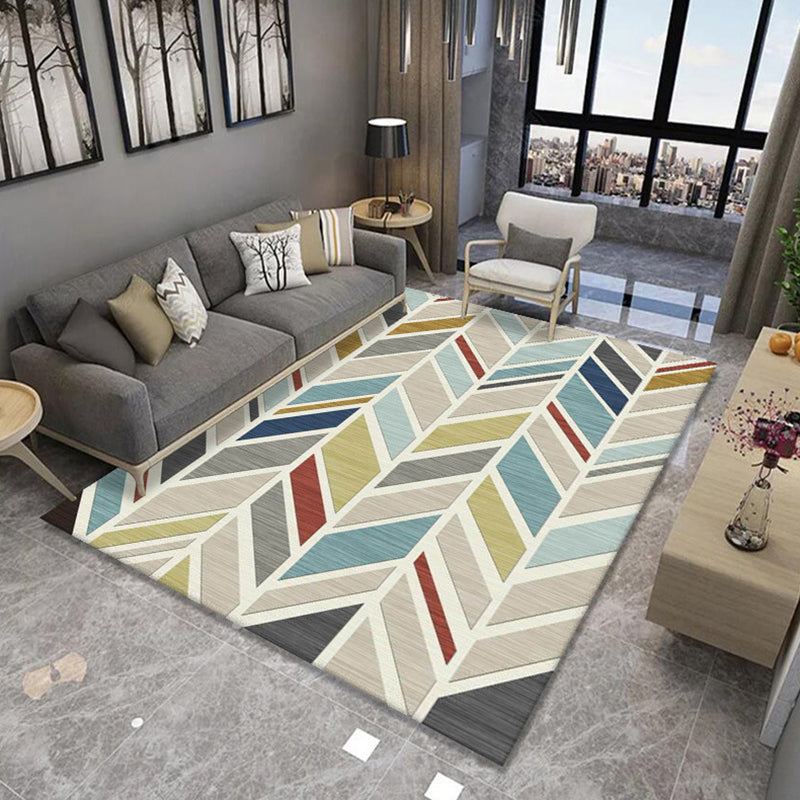 Contemporary Living Room Rug Multicolor Geo Printed Area Rug Polyster Pet Friendly Easy Care Carpet Yellow Clearhalo 'Area Rug' 'Modern' 'Rugs' Rug' 2226167