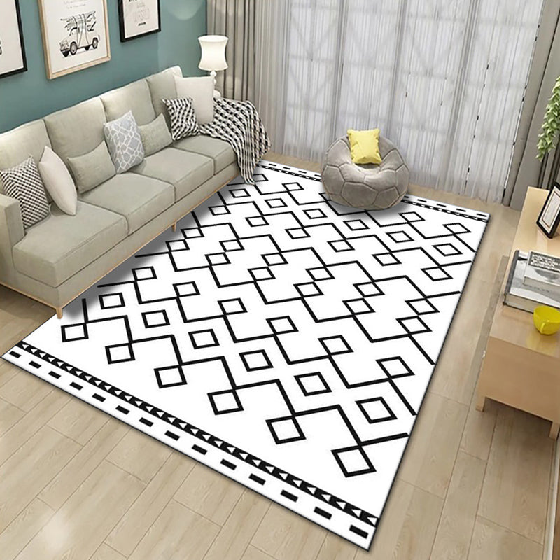 Contemporary Living Room Rug Multicolor Geo Printed Area Rug Polyster Pet Friendly Easy Care Carpet Gloss White Clearhalo 'Area Rug' 'Modern' 'Rugs' Rug' 2226173