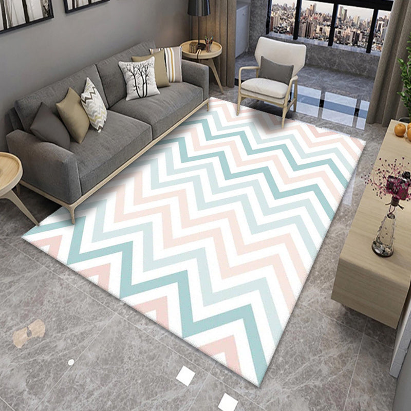 Contemporary Living Room Rug Multicolor Geo Printed Area Rug Polyster Pet Friendly Easy Care Carpet Light Blue Clearhalo 'Area Rug' 'Modern' 'Rugs' Rug' 2226175