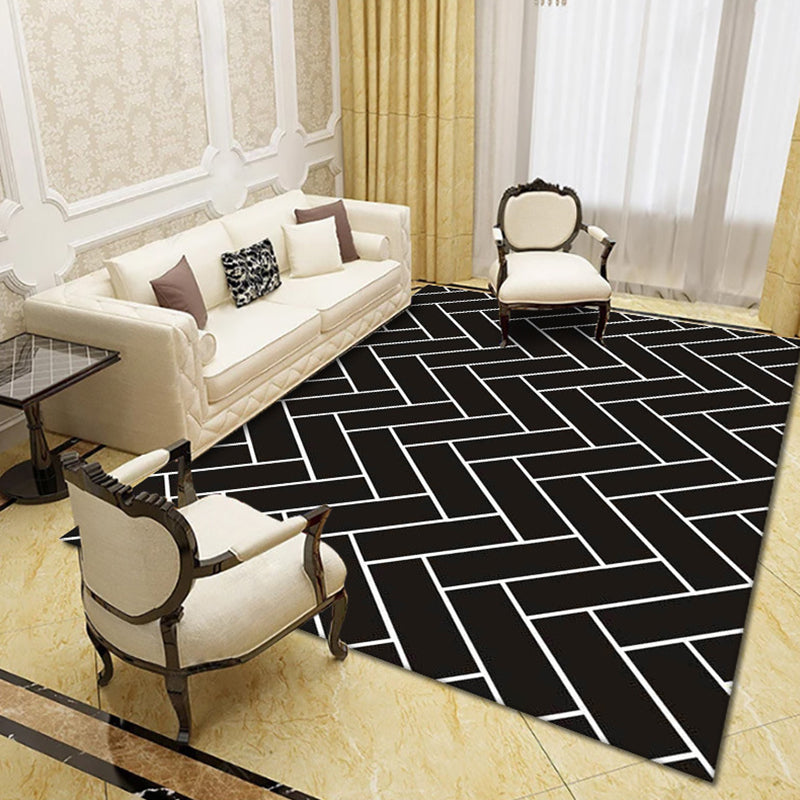 Contemporary Living Room Rug Multicolor Geo Printed Area Rug Polyster Pet Friendly Easy Care Carpet Gloss Black Clearhalo 'Area Rug' 'Modern' 'Rugs' Rug' 2226179