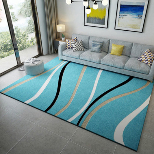 Relaxing Stripe Printed Rug Multi Colored Polypropylene Carpet Non-Slip Backing Washable Indoor Rug for Bedroom Blue Clearhalo 'Area Rug' 'Modern' 'Rugs' Rug' 2226181
