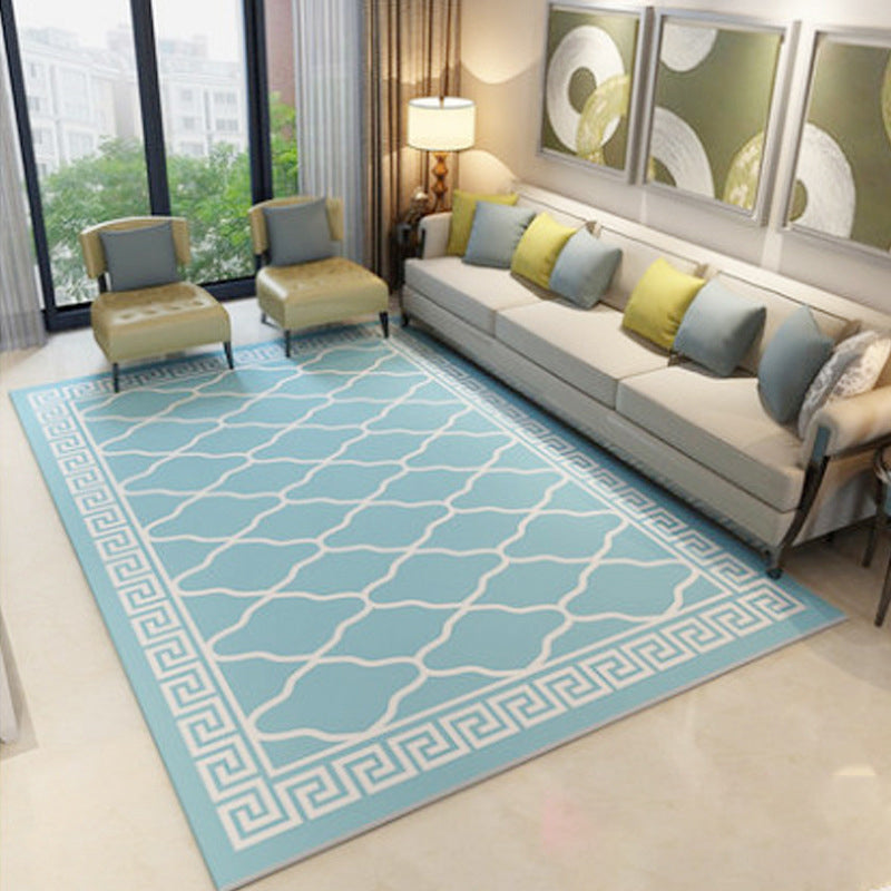 Chinese Parlor Rug Multi-Color Geo Pattern Carpet Polyster Non-Slip Backing Pet Friendly Indoor Rug Sky Blue Clearhalo 'Area Rug' 'Modern' 'Rugs' Rug' 2226187