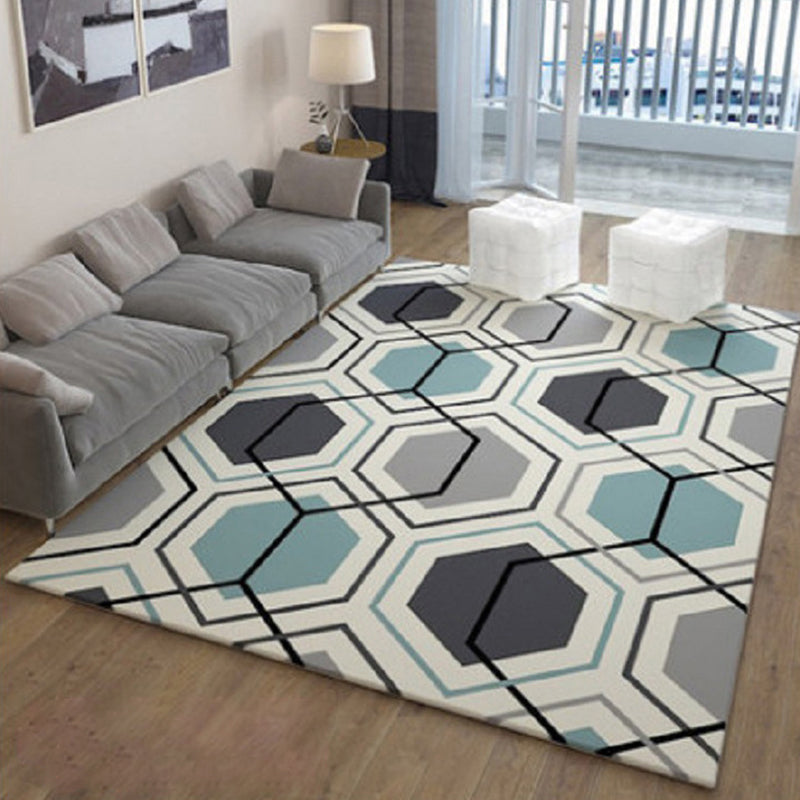 Chinese Parlor Rug Multi-Color Geo Pattern Carpet Polyster Non-Slip Backing Pet Friendly Indoor Rug Dark Gray Clearhalo 'Area Rug' 'Modern' 'Rugs' Rug' 2226190