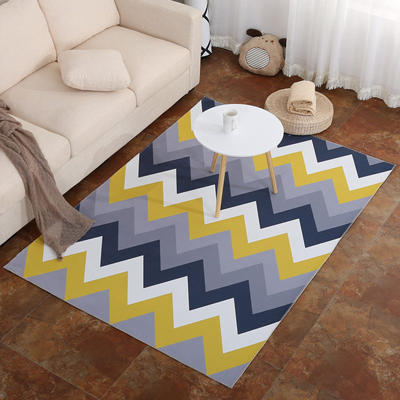 Modern Geometric Pattern Rug Multi Color Polypropylene Indoor Rug Non-Slip Machine Washable Rug for Decoration Blue-Yellow Clearhalo 'Area Rug' 'Modern' 'Rugs' Rug' 2226194