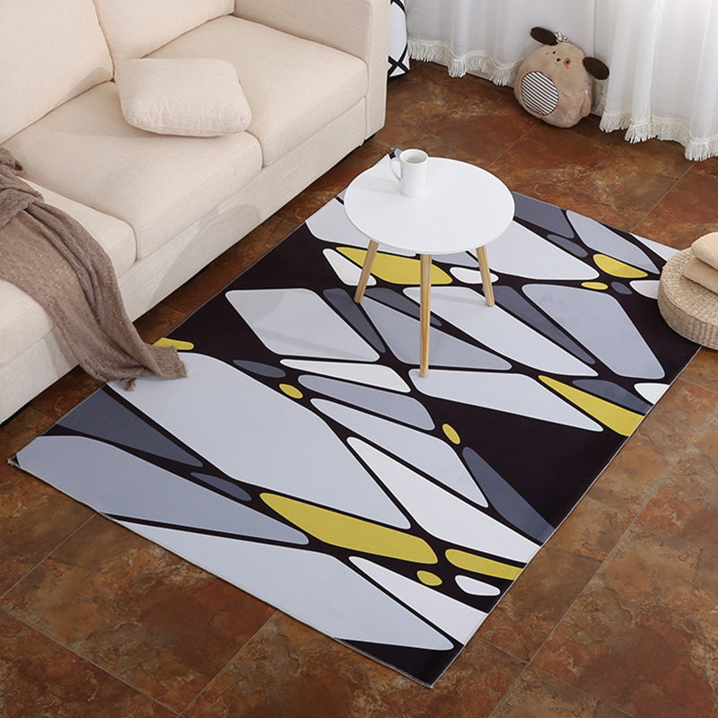 Modern Geometric Pattern Rug Multi Color Polypropylene Indoor Rug Non-Slip Machine Washable Rug for Decoration Black Clearhalo 'Area Rug' 'Modern' 'Rugs' Rug' 2226196