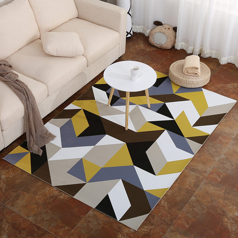 Modern Geometric Pattern Rug Multi Color Polypropylene Indoor Rug Non-Slip Machine Washable Rug for Decoration Dark Brown Clearhalo 'Area Rug' 'Modern' 'Rugs' Rug' 2226208