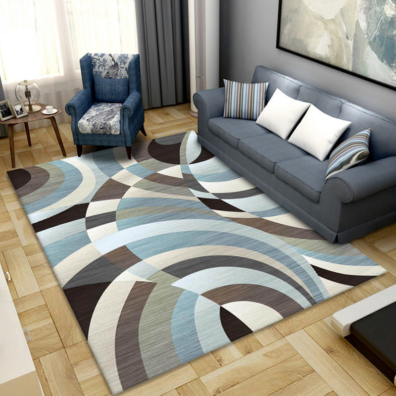 Multi Colored Nordic Rug Polyster Geo Patterned Indoor Rug Anti-Slip Pet Friendly Washable Carpet for Parlor Blue-Brown Clearhalo 'Area Rug' 'Modern' 'Rugs' Rug' 2226225