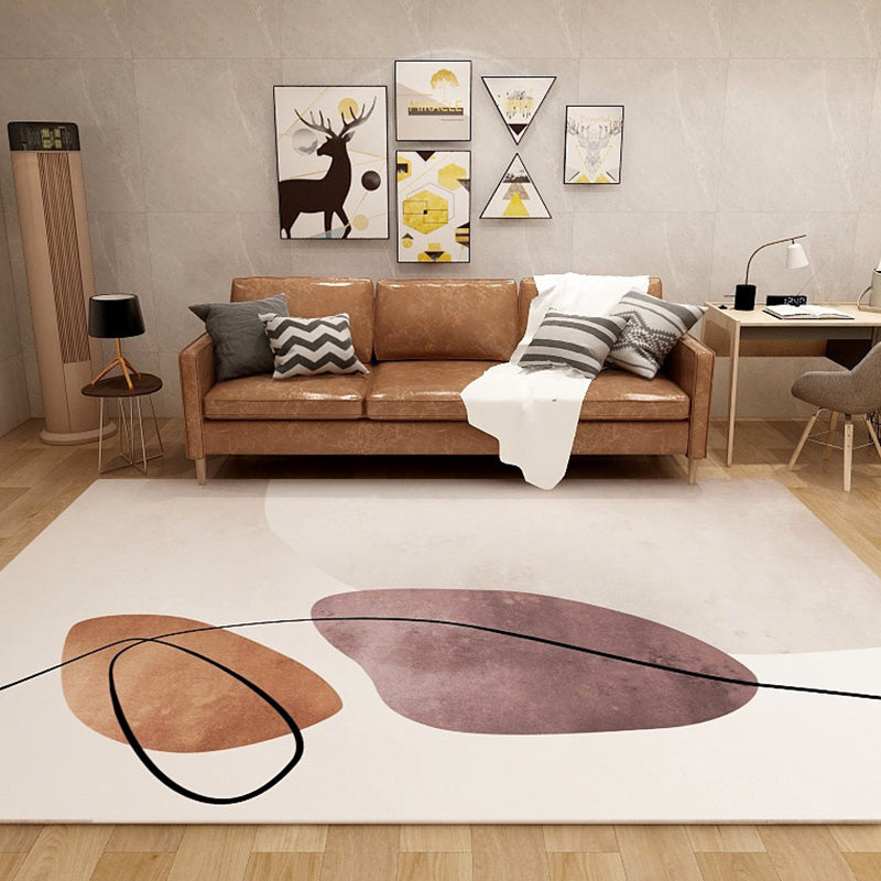 Minimalist Home Decor Rug Multi-Color Abstract Area Carpet Cotton Blend Washable Anti-Slip Backing Rug Beige Clearhalo 'Area Rug' 'Modern' 'Rugs' Rug' 2226267