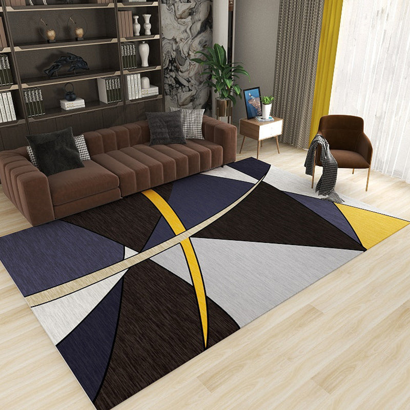 Minimalist Home Decor Rug Multi-Color Abstract Area Carpet Cotton Blend Washable Anti-Slip Backing Rug Black-Yellow Clearhalo 'Area Rug' 'Modern' 'Rugs' Rug' 2226269