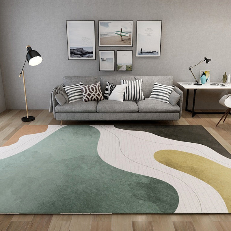 Minimalist Home Decor Rug Multi-Color Abstract Area Carpet Cotton Blend Washable Anti-Slip Backing Rug Light Green Clearhalo 'Area Rug' 'Modern' 'Rugs' Rug' 2226276