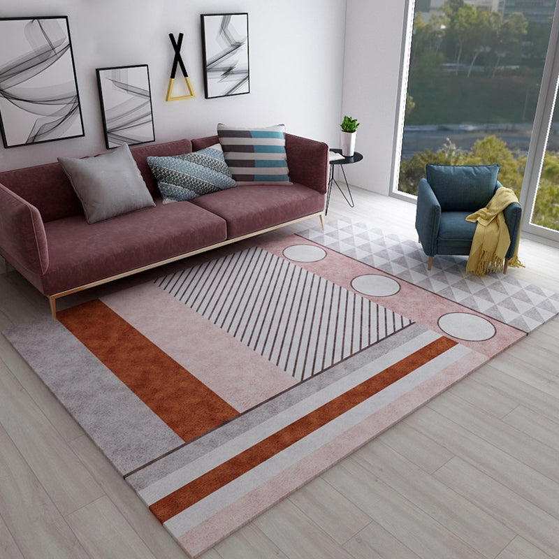 Casual Bedroom Rug Multi Color Geometric Print Rug Polyster Non-Slip Backing Stain-Resistant Carpet Red Clearhalo 'Area Rug' 'Modern' 'Rugs' Rug' 2226298