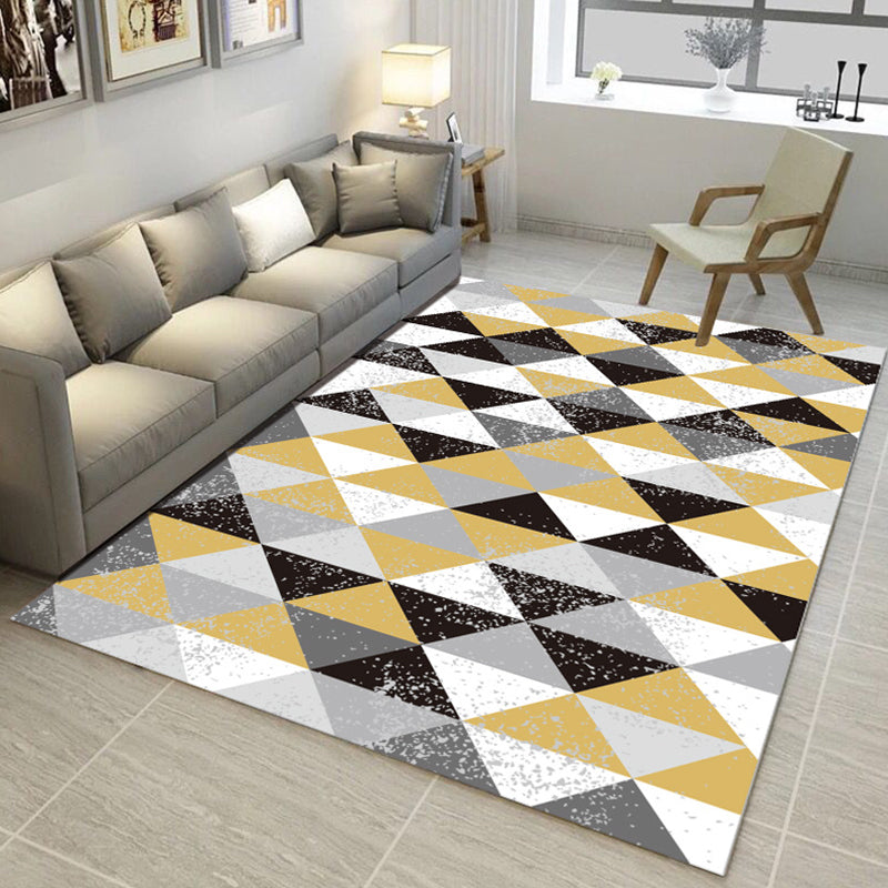 Multi Color Nordic Rug Polyster Geo Printed Area Rug Non-Slip Backing Pet Friendly Easy Care Rug for Parlor Black-Yellow Clearhalo 'Area Rug' 'Modern' 'Rugs' Rug' 2226341